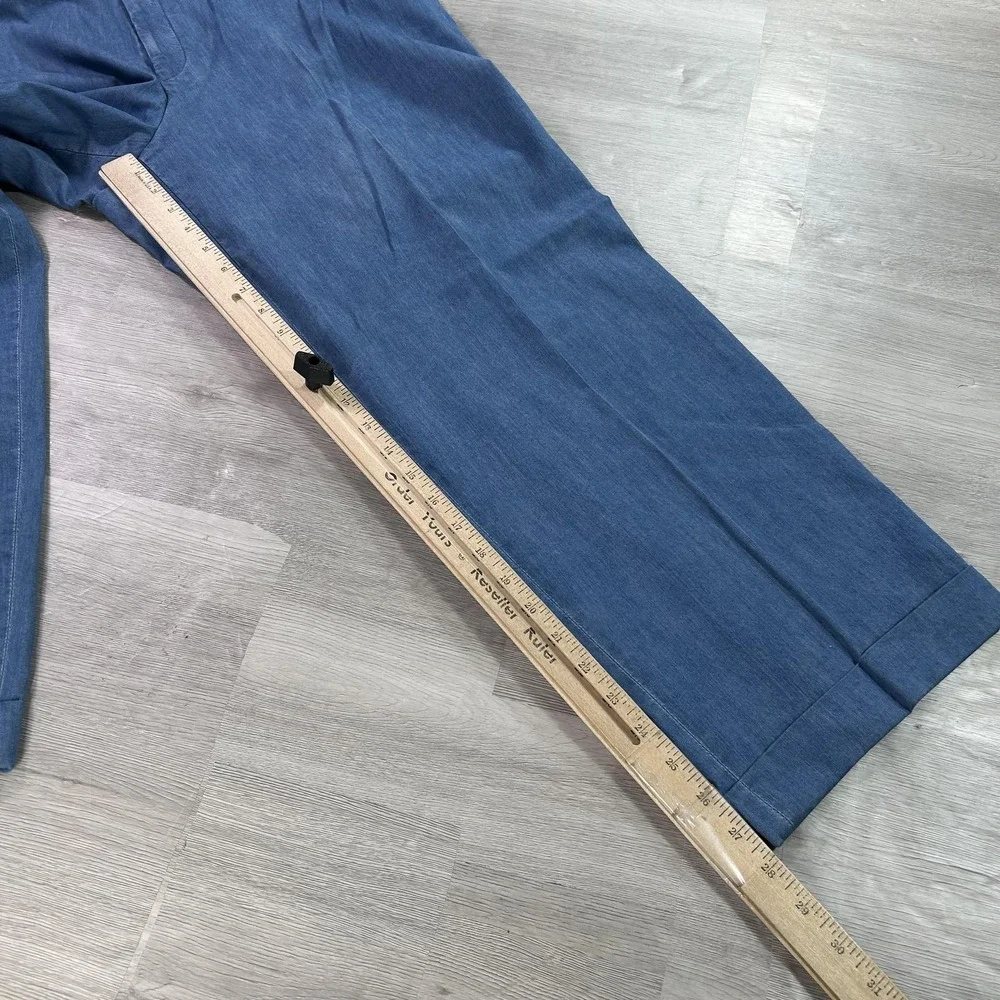Maus & Hoffman Pants Mens 40x28 Blue Cotton Denim Chino Relaxed Fit Cuffed